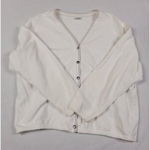 Cherokee White V-neck Button-Up Cardigan Women's Size L/XL